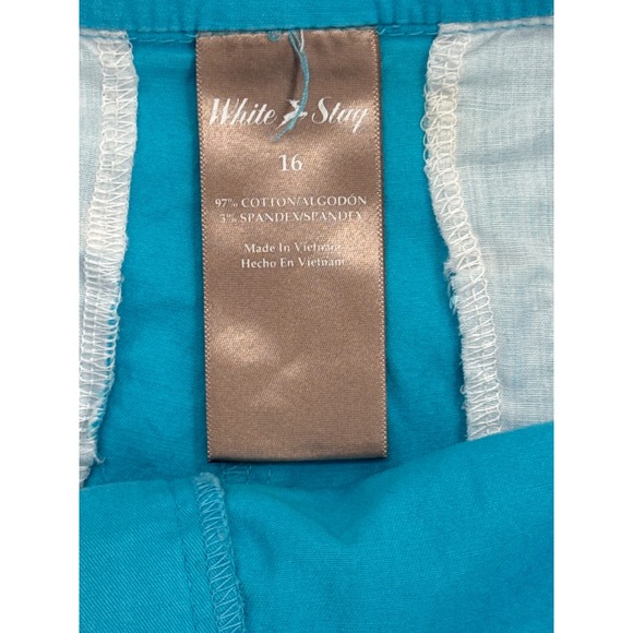 White Stag Women's Bermuda Shorts Aqua Wave Blue Cotton Blend Size 16 - Picture 2 of 5
